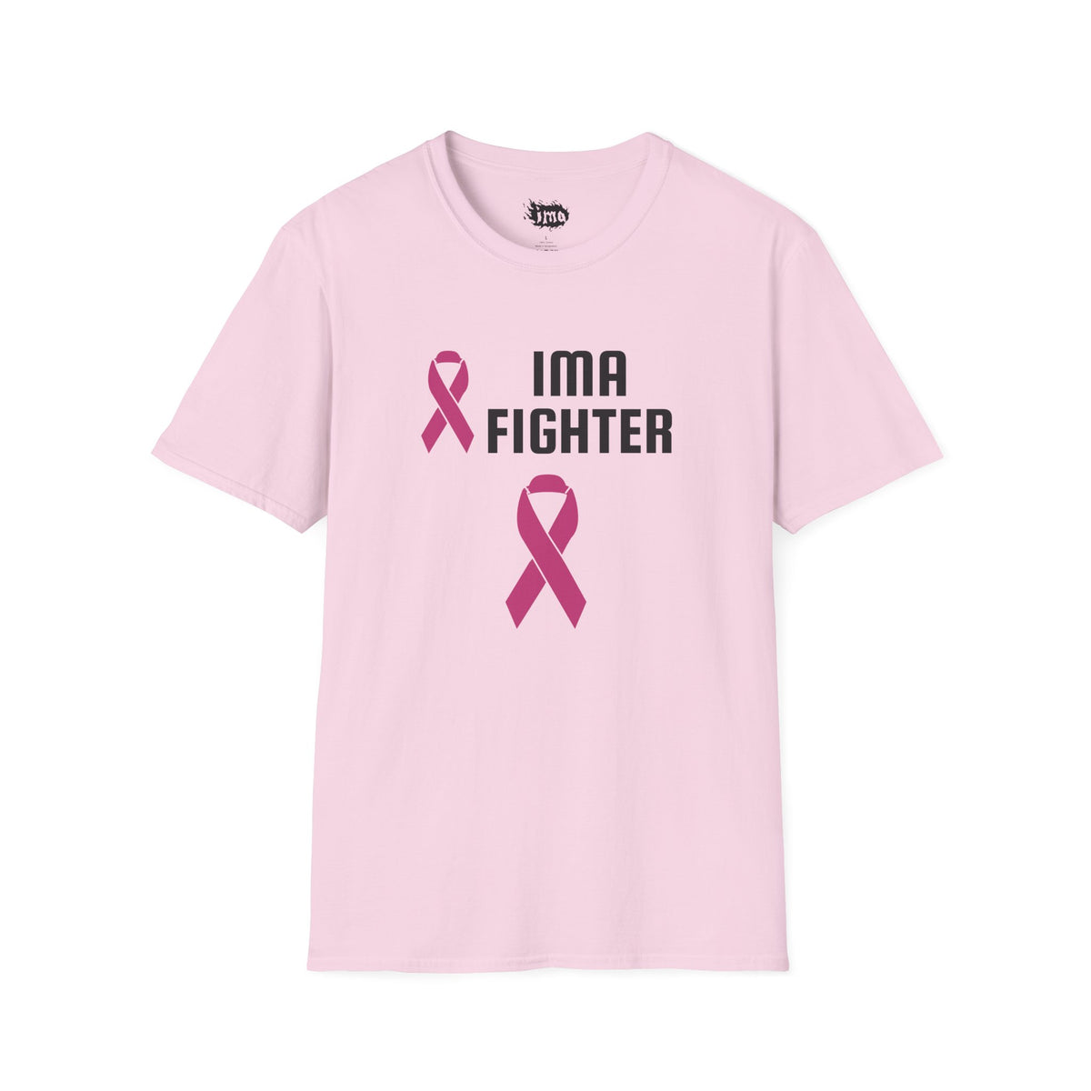 IMA Fighter – Pink Ribbon Unisex Tee – White/Light Pink