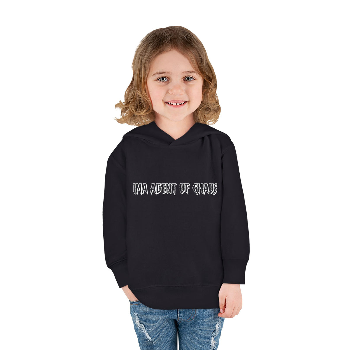 Agent of Chaos Toddler Fleece Hoodie - White Text