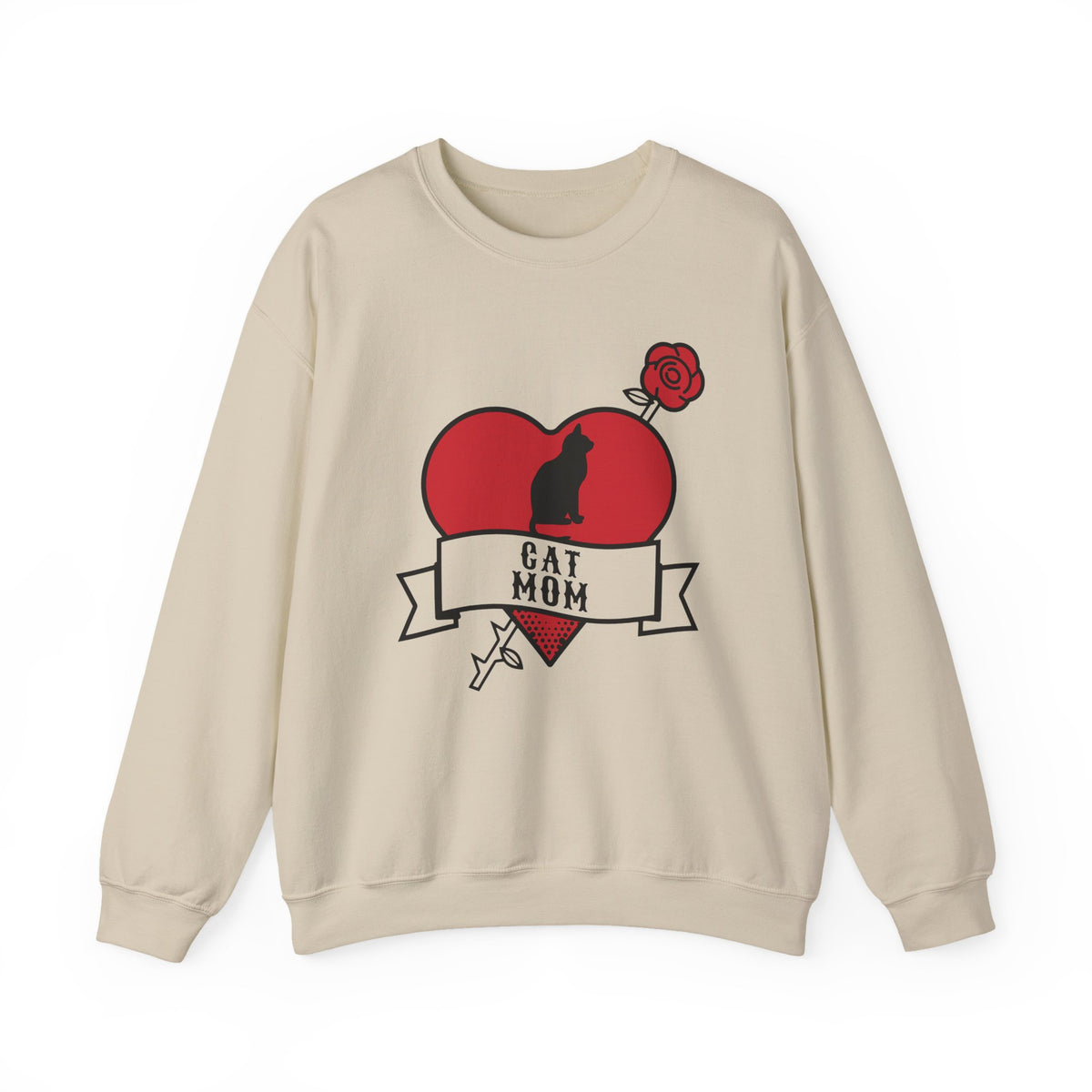 Cat Mom Tattoo Flash Crewneck Sweatshirt