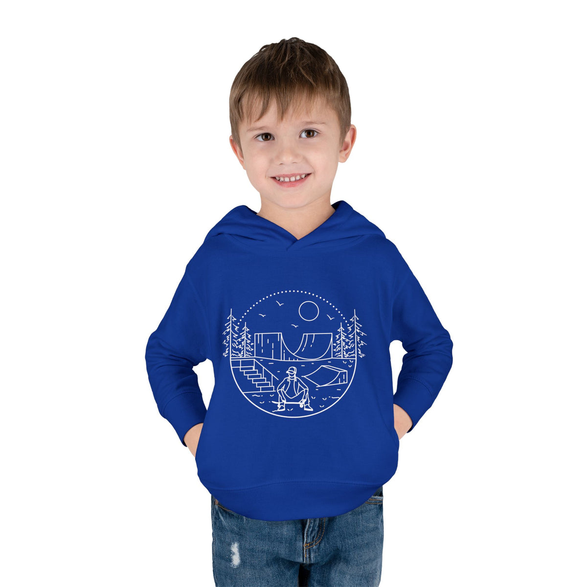 Skater - wht - Toddler Pullover Fleece Hoodie