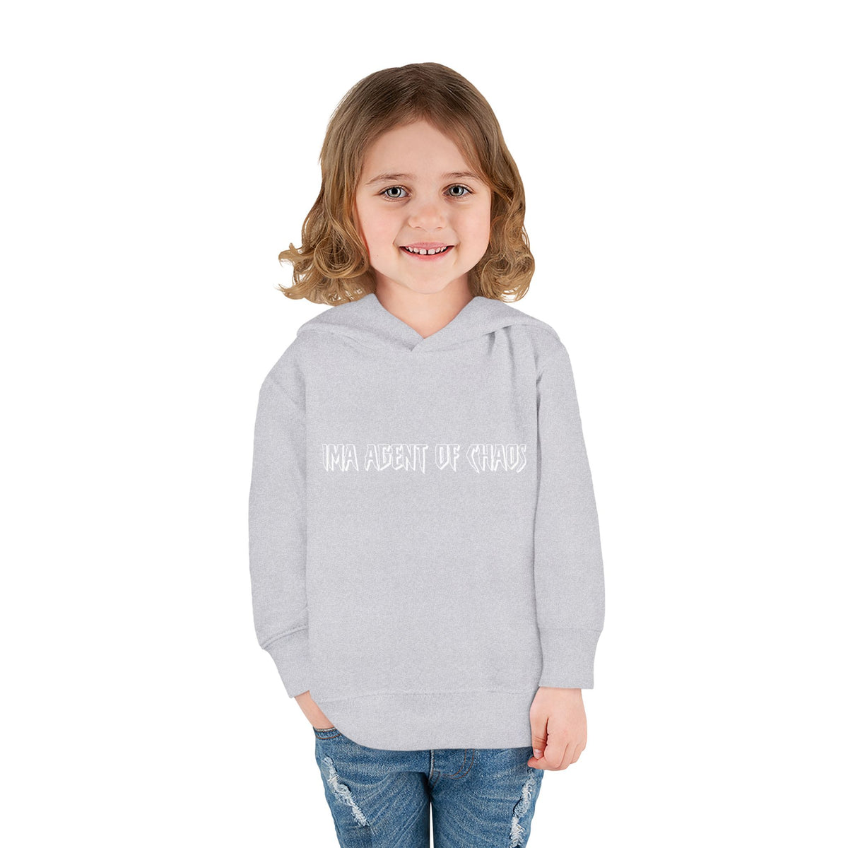 Agent of Chaos Toddler Fleece Hoodie - White Text