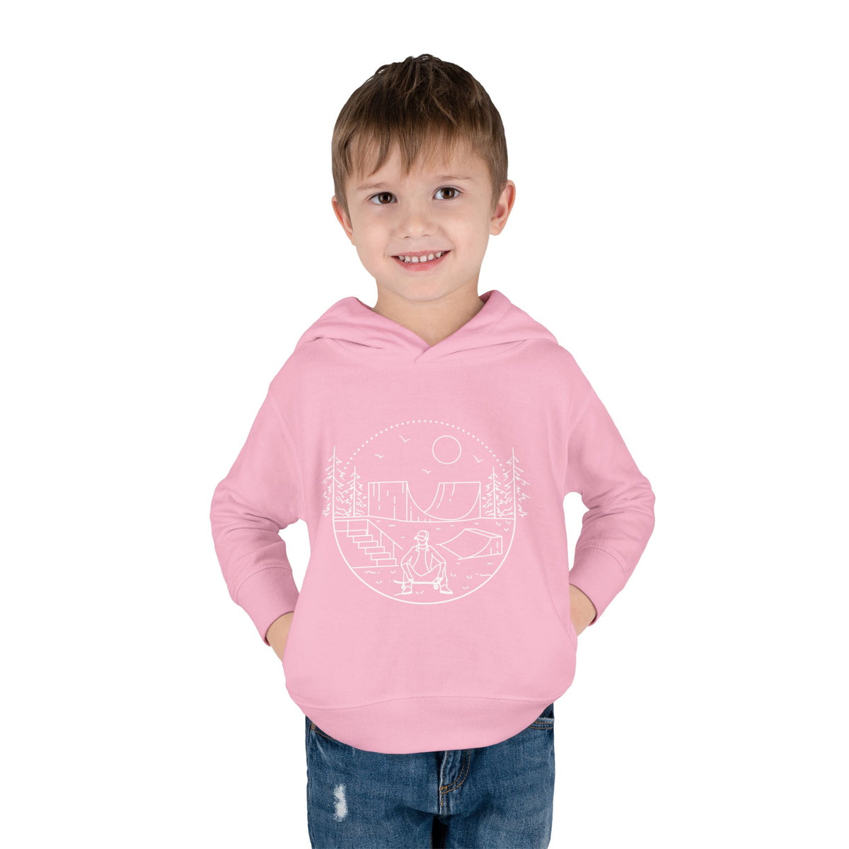Skater - wht - Toddler Pullover Fleece Hoodie