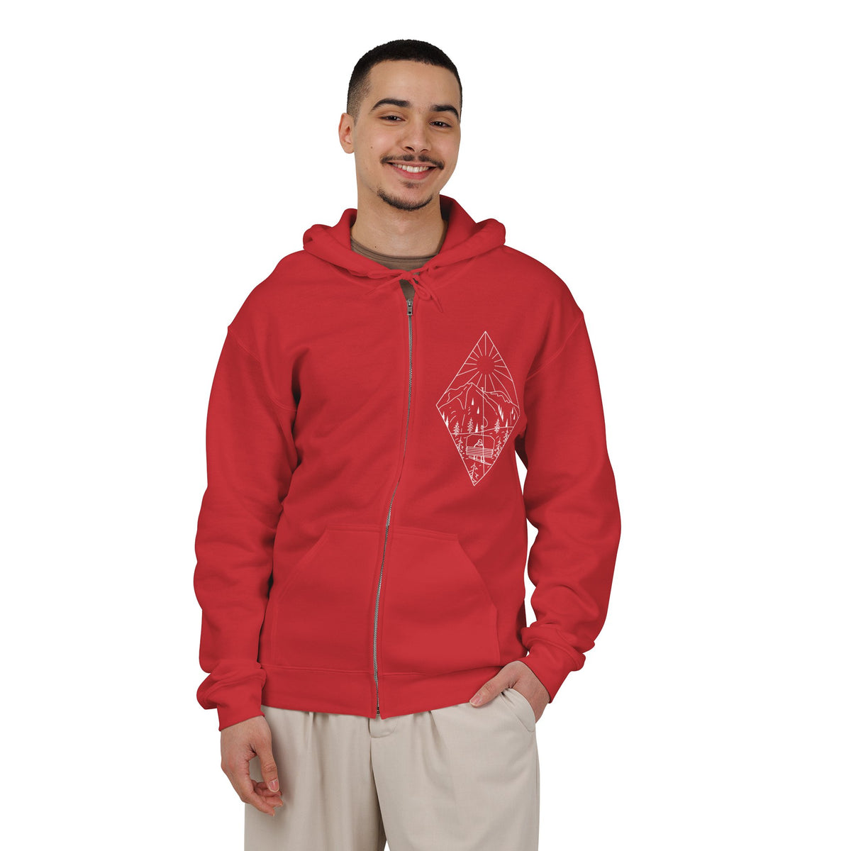 Chairlift - wht - Unisex Heavy Blend™ Full Zip Hooded Sweatshirt