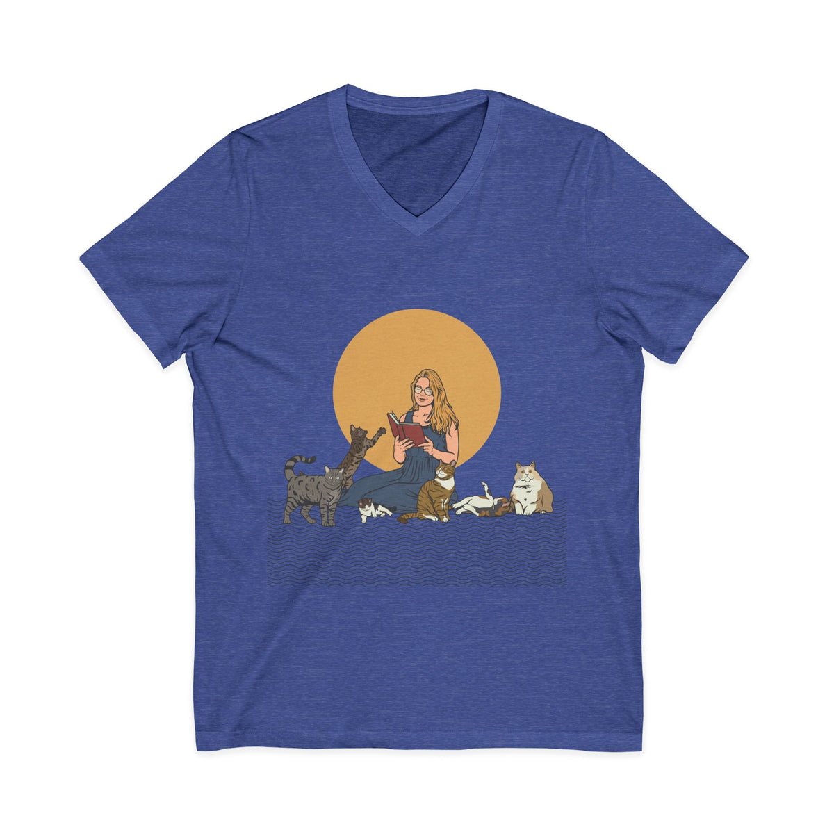 Cat Lady Blonde - Unisex Jersey Short Sleeve V-Neck Tee