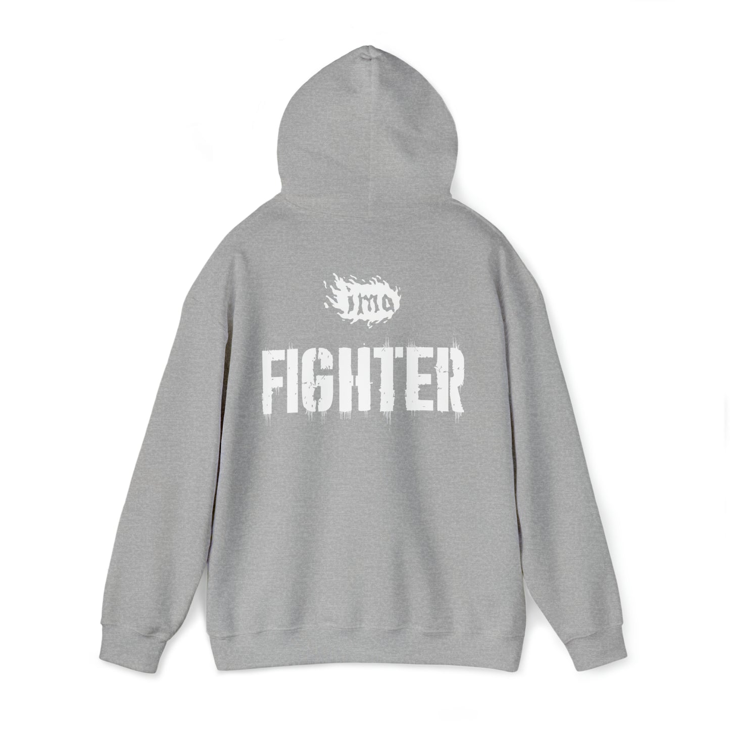 Fighter lrg - txt - wht - Unisex Heavy Blend™ Hooded Sweatshirt