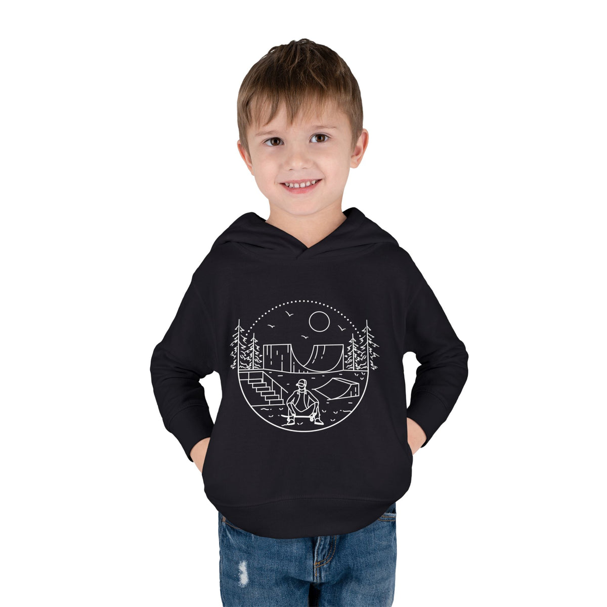 Skater - wht - Toddler Pullover Fleece Hoodie