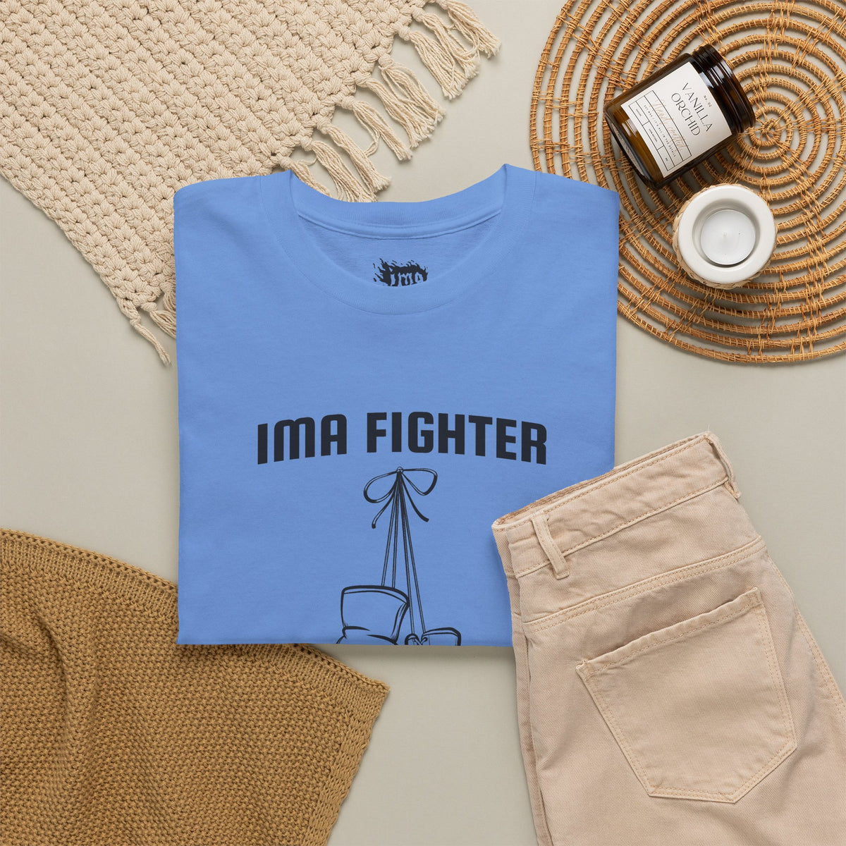 IMA Fighter – Periwinkle Stomach Cancer Awareness Gloves Tee