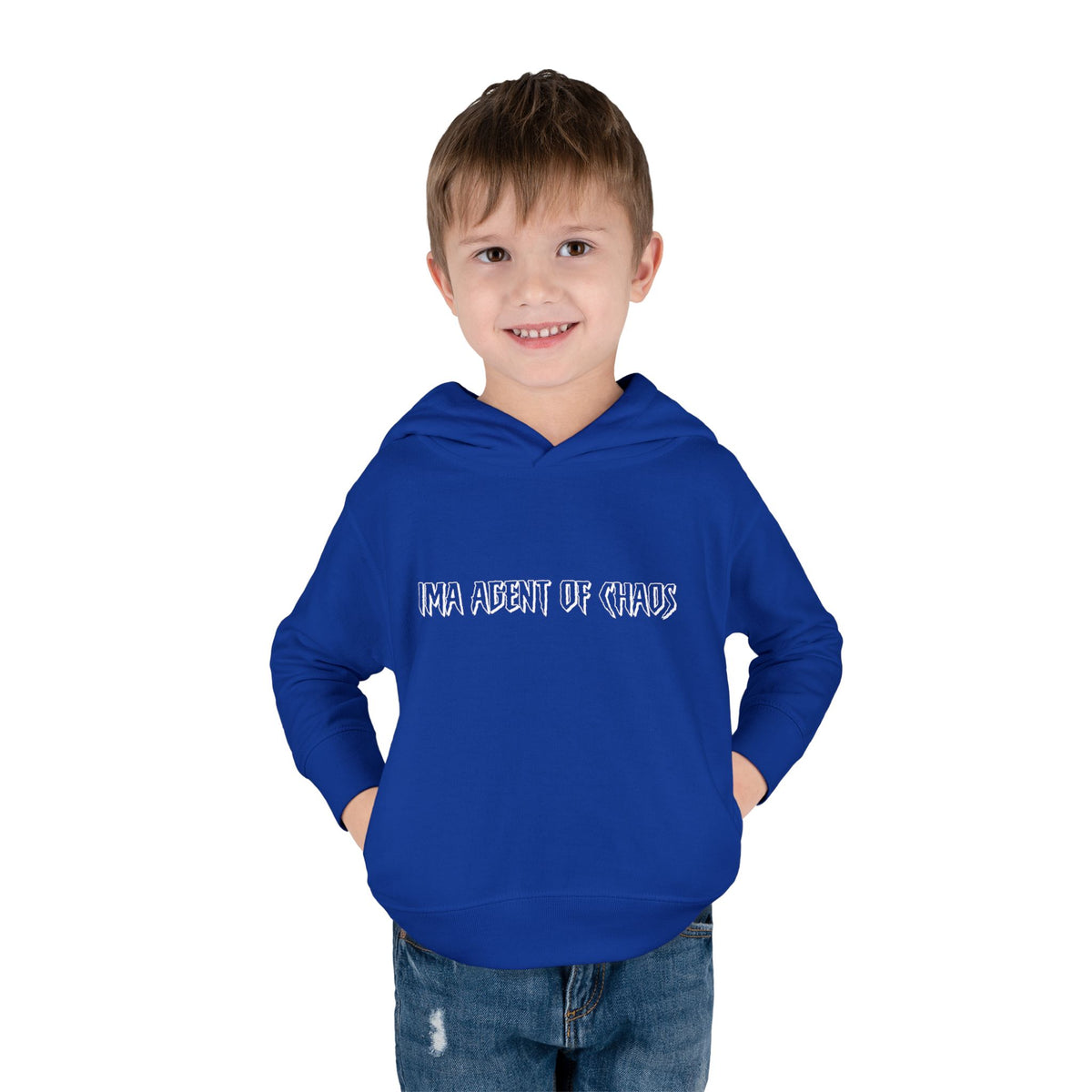 Agent of Chaos Toddler Fleece Hoodie - White Text