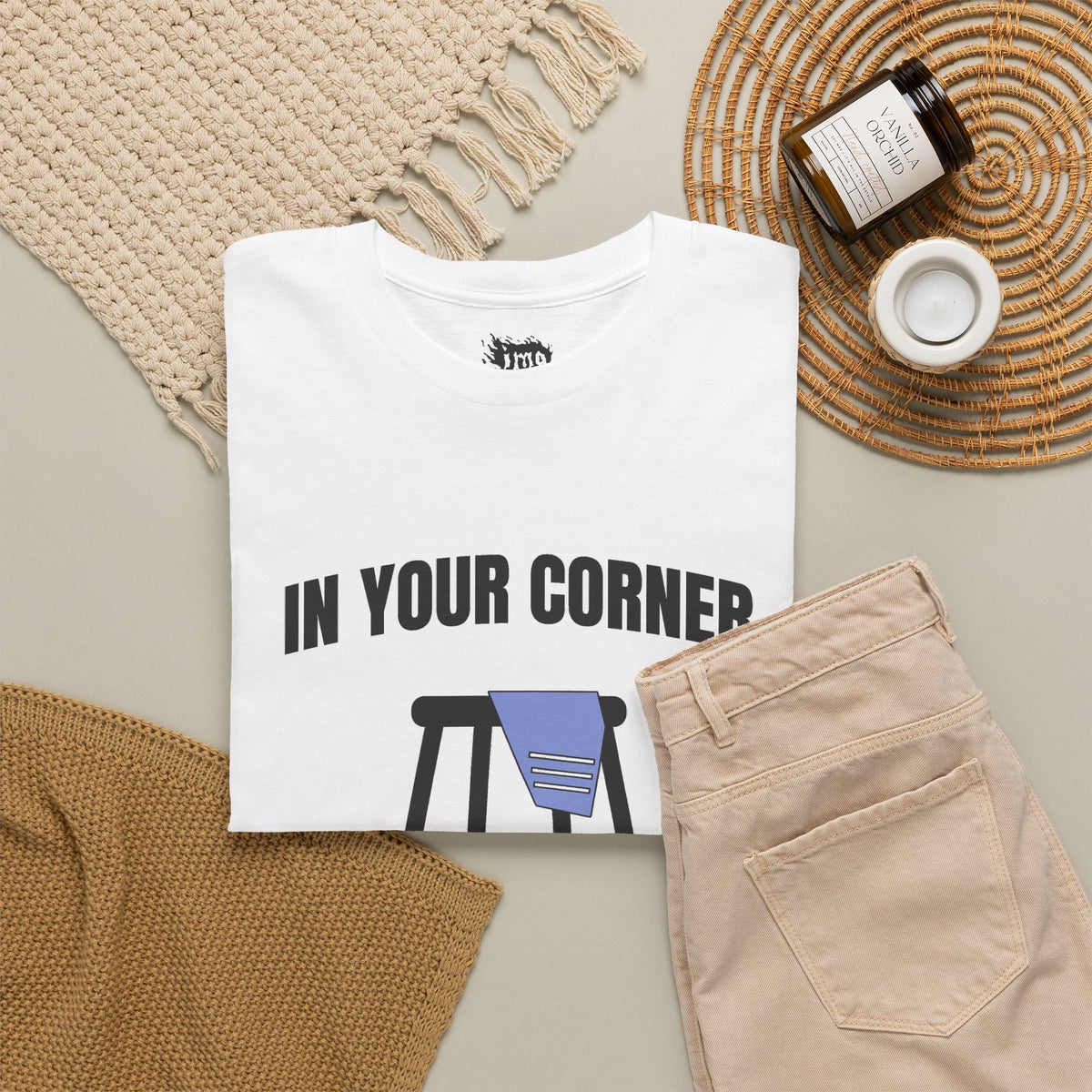 IMA Supporter – In Your Corner – Black/White – Periwinkle Stomach Cancer Awareness Tee