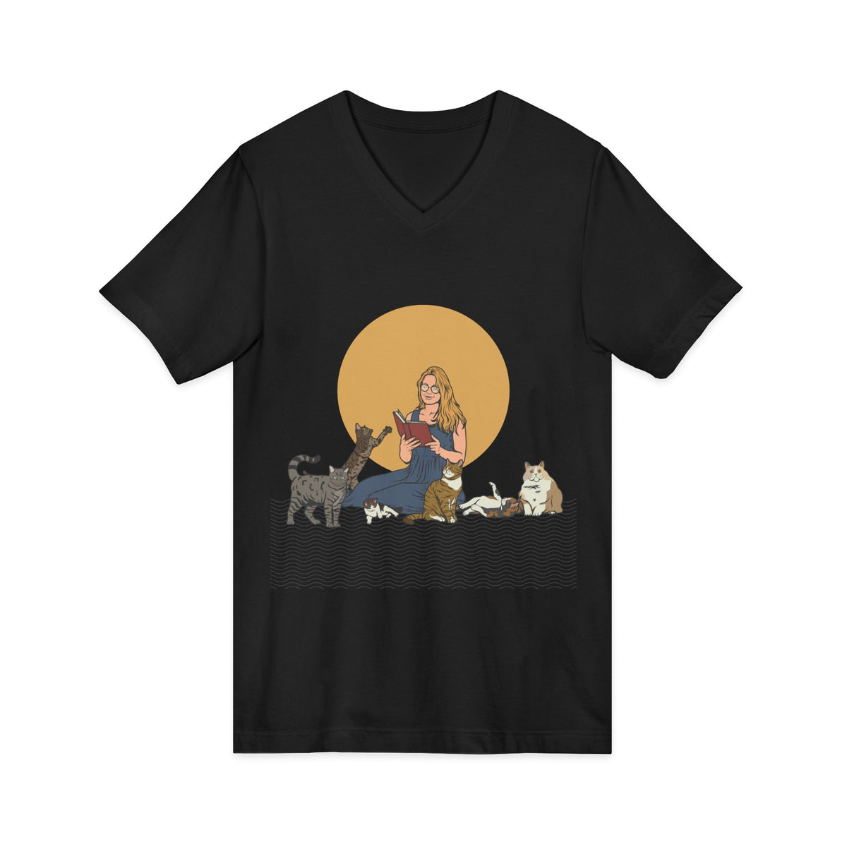 Cat Lady Blonde - Unisex Jersey Short Sleeve V-Neck Tee