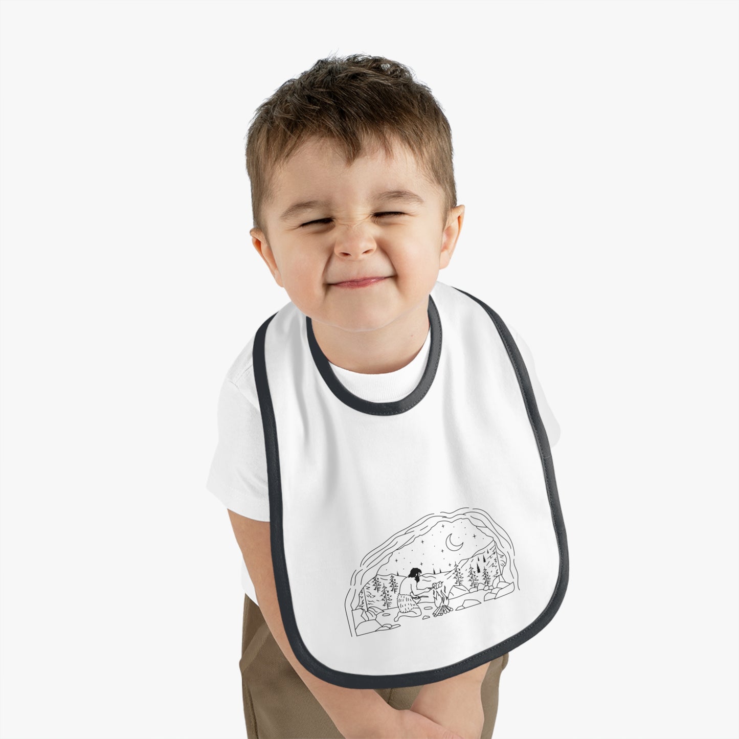 Caveman - blk - Baby Contrast Trim Jersey Bib