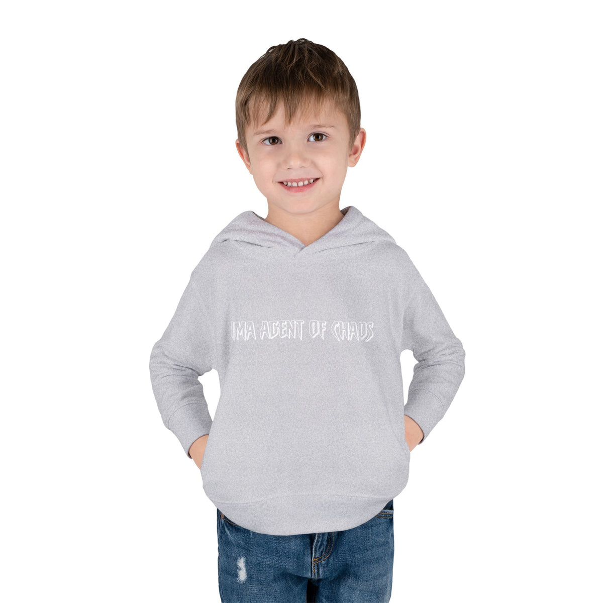 Agent of Chaos Toddler Fleece Hoodie - White Text