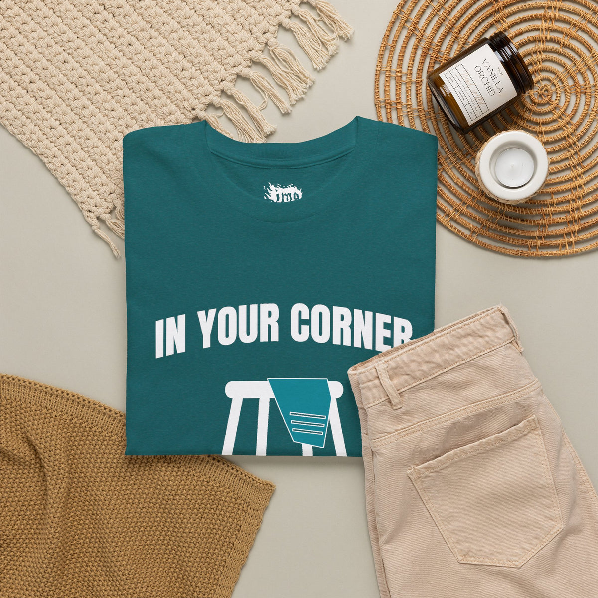 IMA Supporter – In Your Corner – Black/White – Teal Cervical Cancer Awareness Tee