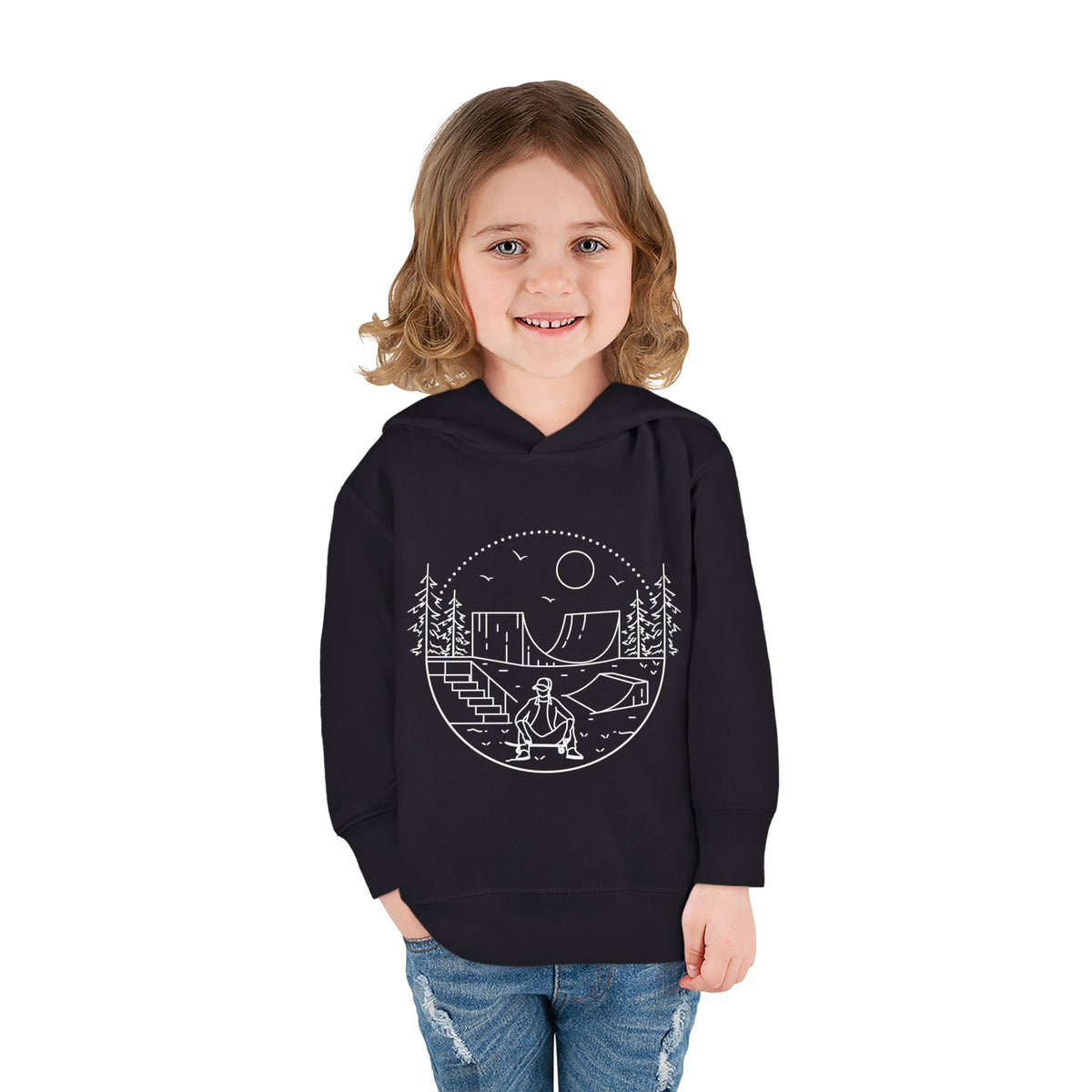 Skater - wht - Toddler Pullover Fleece Hoodie