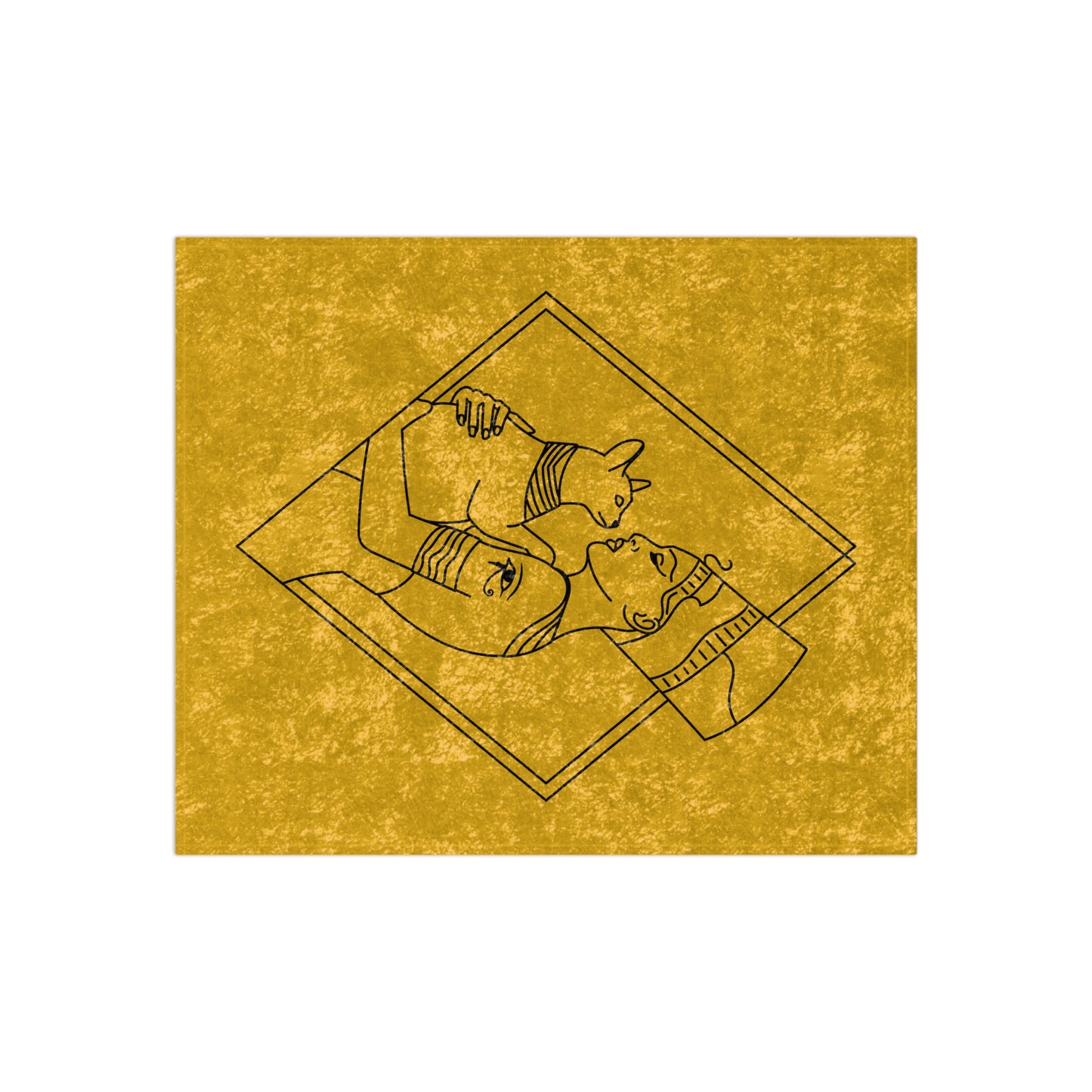 Cat Lady - Egyptian Queen - blk - Gold Crushed Velvet Blanket