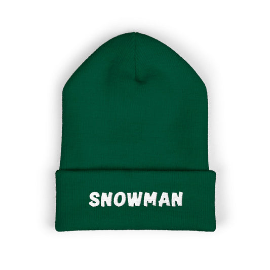 Snowman - Embroidered Cuffed Beanie