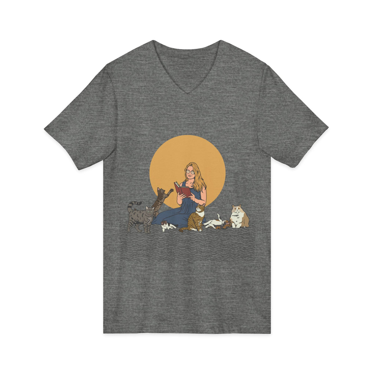 Cat Lady Blonde - Unisex Jersey Short Sleeve V-Neck Tee