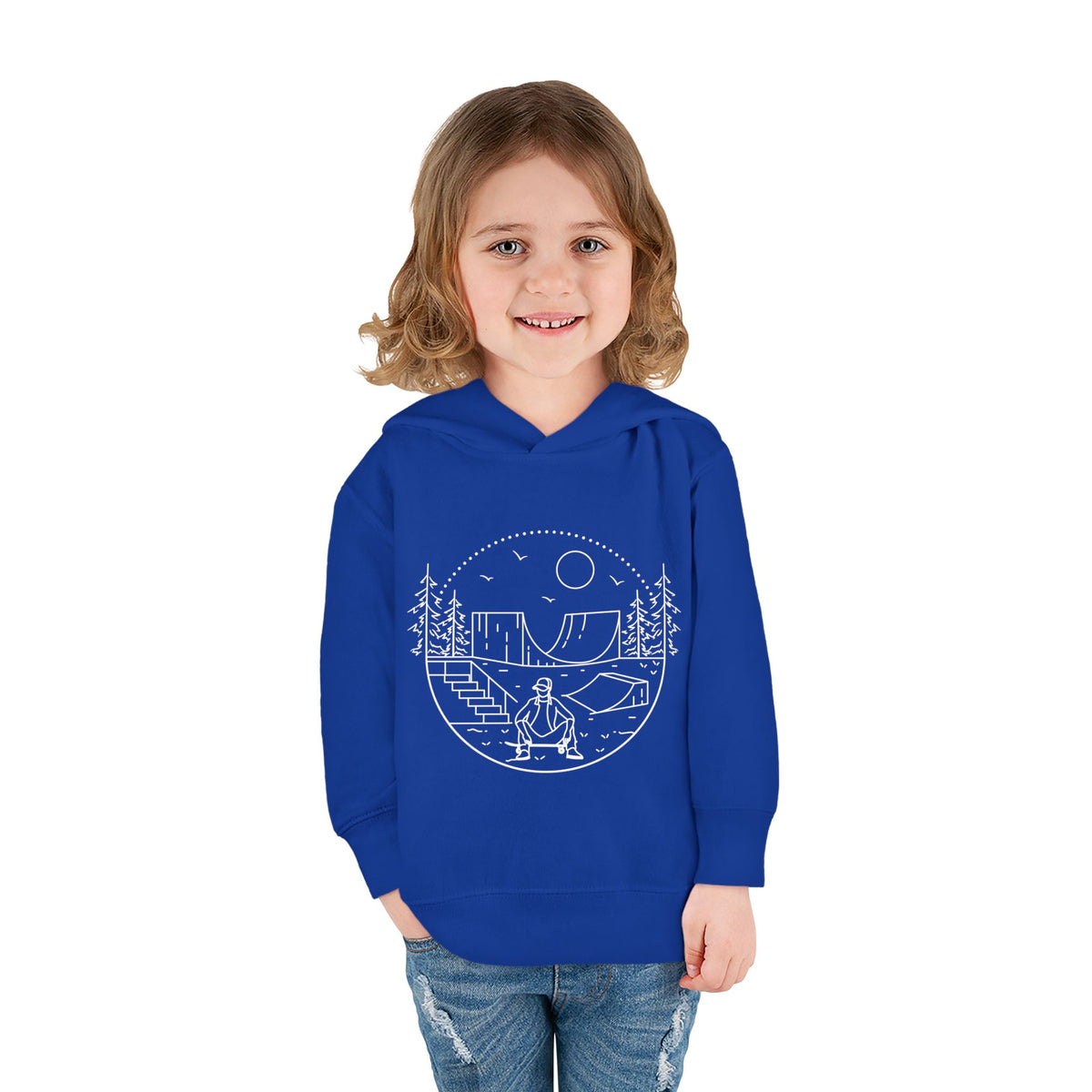 Skater - wht - Toddler Pullover Fleece Hoodie